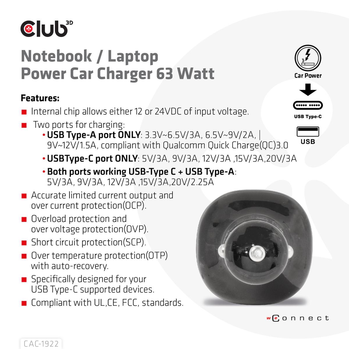 EU Product - USB KFZ-Ladegert 1xUSB C A 63W 12/24V retail - Cable - Digital thumbnail