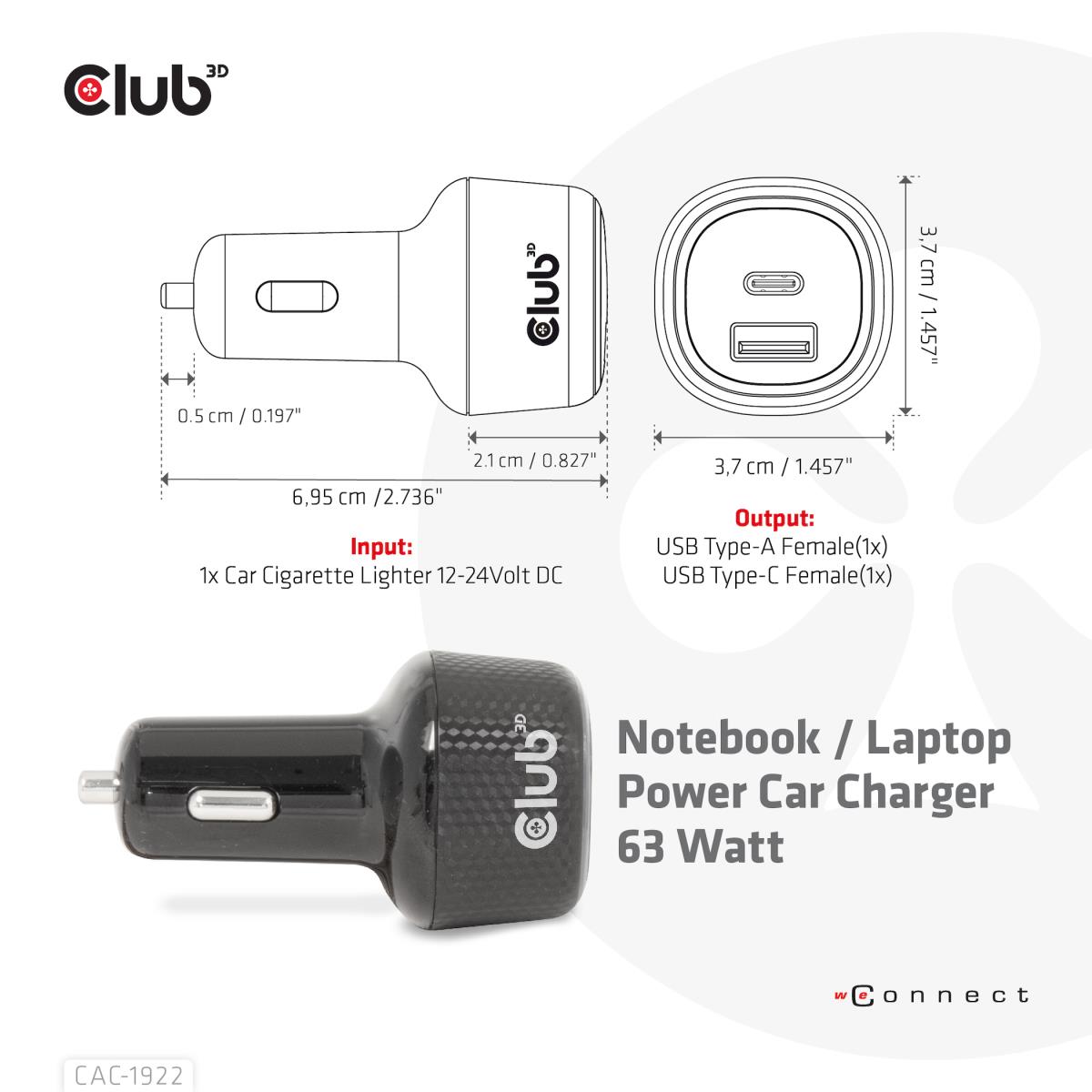 EU Product - USB KFZ-Ladegert 1xUSB C A 63W 12/24V retail - Cable - Digital thumbnail