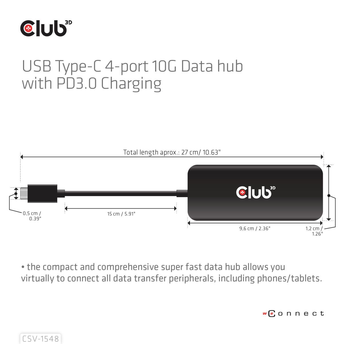 EU Product - Usb-Hub Typ C> 4x Usb 10Gbps+ 100W PD St/Bu retail - Hub - 10 Gbps thumbnail