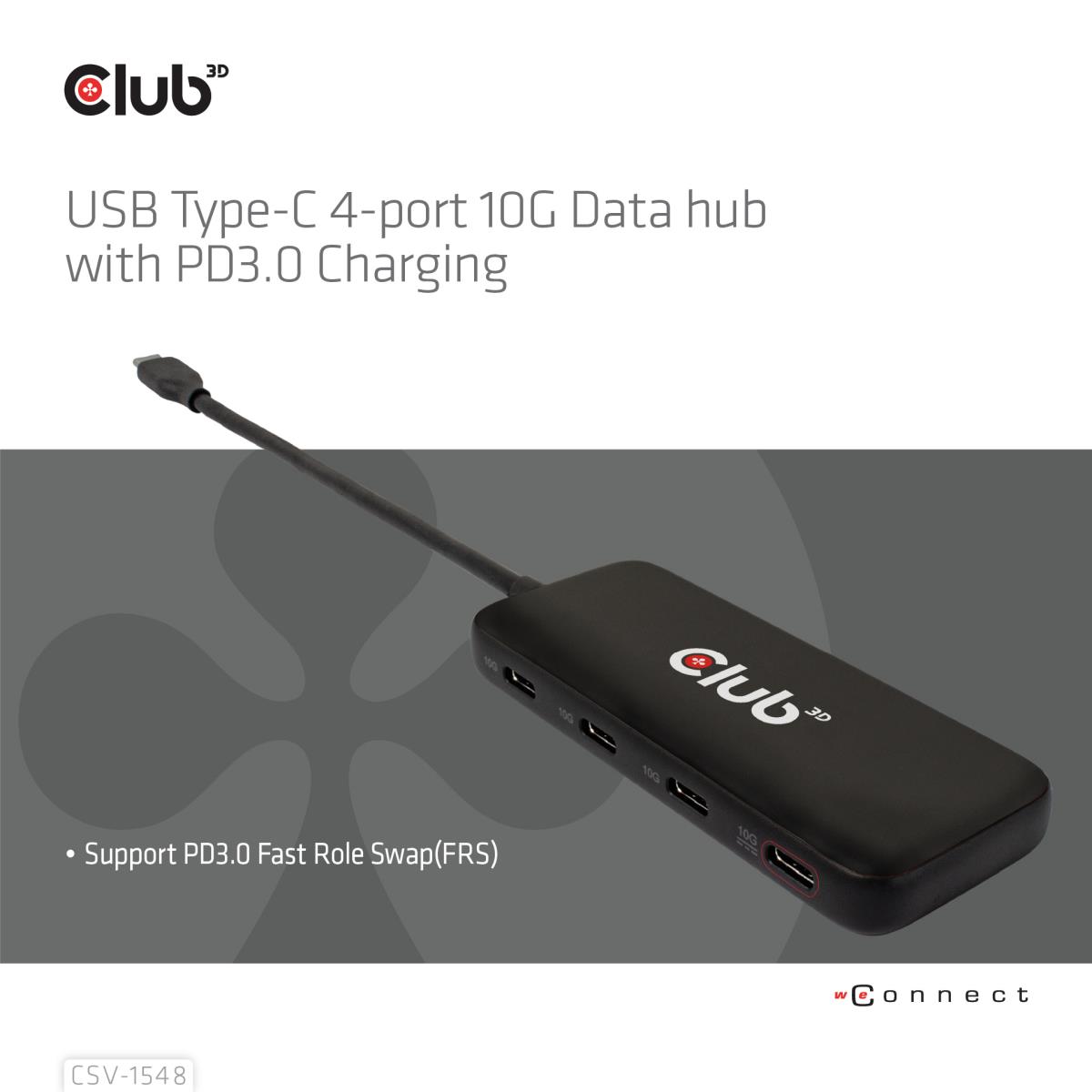 EU Product - Usb-Hub Typ C> 4x Usb 10Gbps+ 100W PD St/Bu retail - Hub - 10 Gbps thumbnail