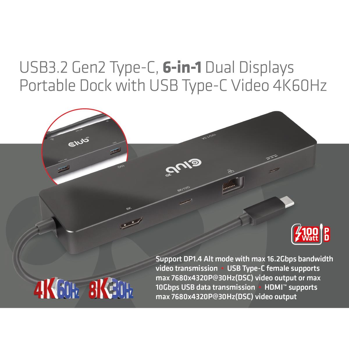 EU Product - Dockingstation - USB Typ C 6-in-1 MST Dual 4K60Hz - Digital - Digital/Display/Video thumbnail