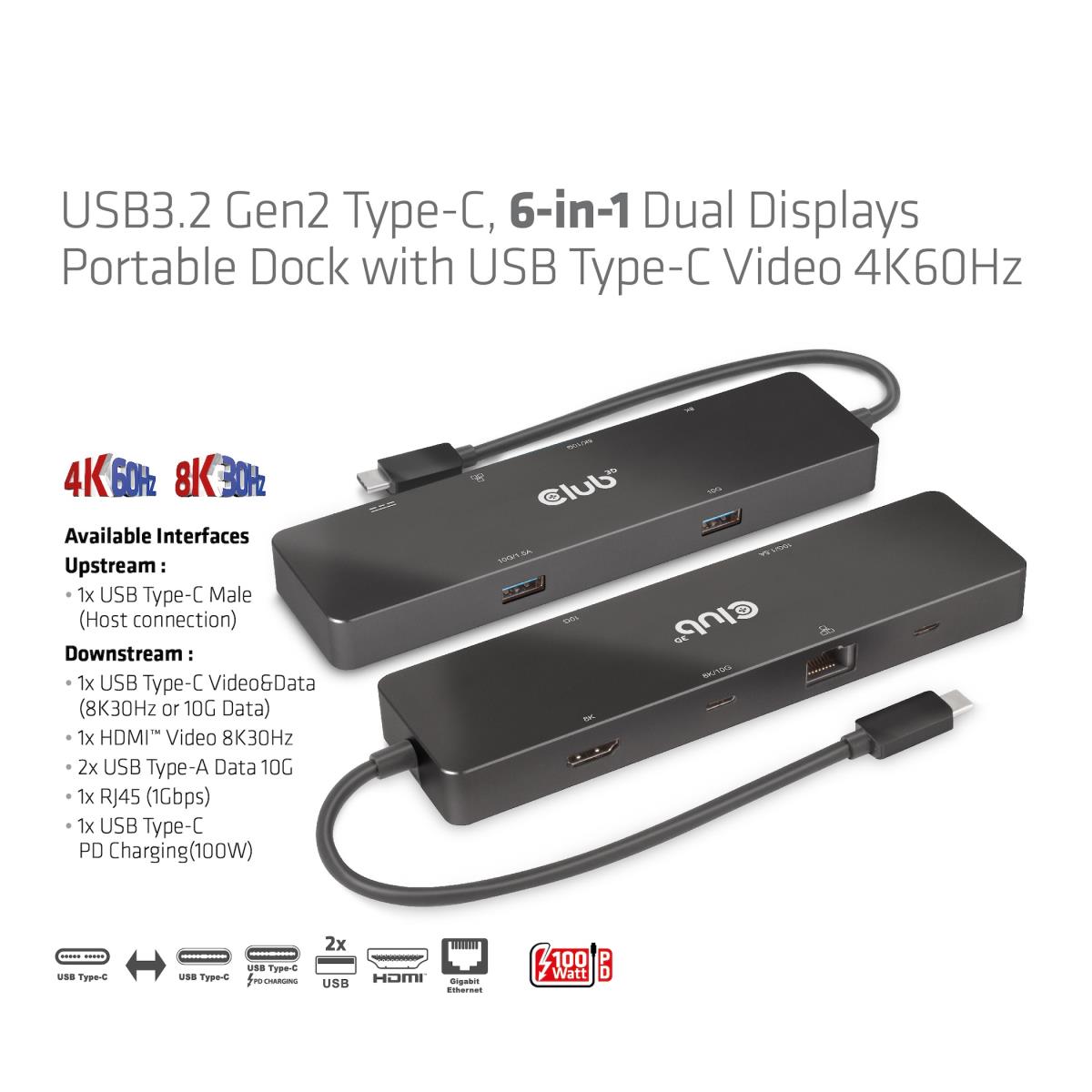 EU Product - Dockingstation - USB Typ C 6-in-1 MST Dual 4K60Hz - Digital - Digital/Display/Video thumbnail
