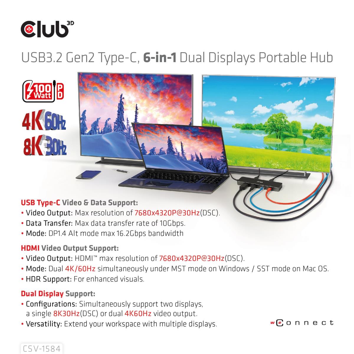 EU Product - Dockingstation - USB Typ C 6-in-1 MST Dual 4K60Hz - Digital - Digital/Display/Video thumbnail