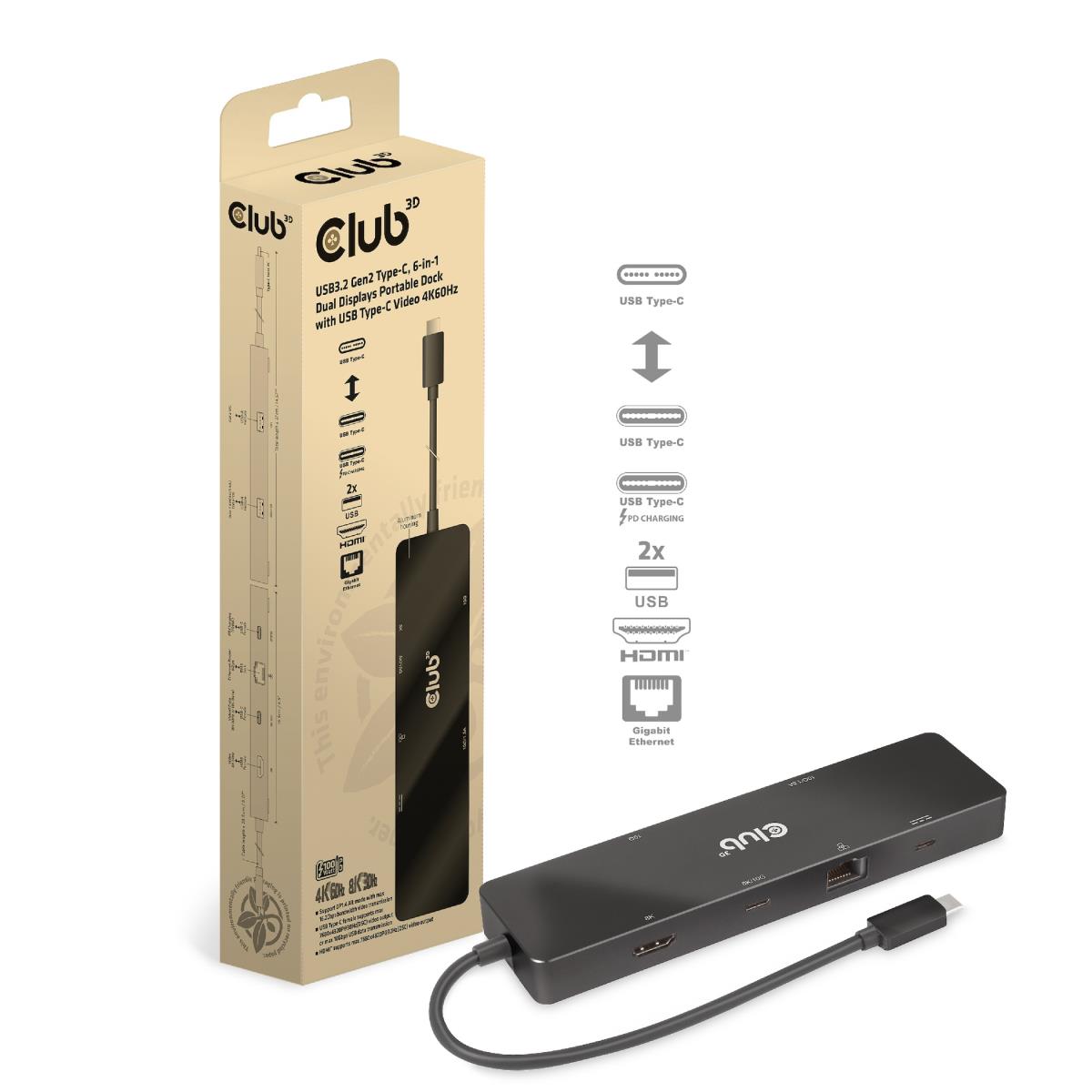 EU Product - Dockingstation - USB Typ C 6-in-1 MST Dual 4K60Hz - Digital - Digital/Display/Video thumbnail