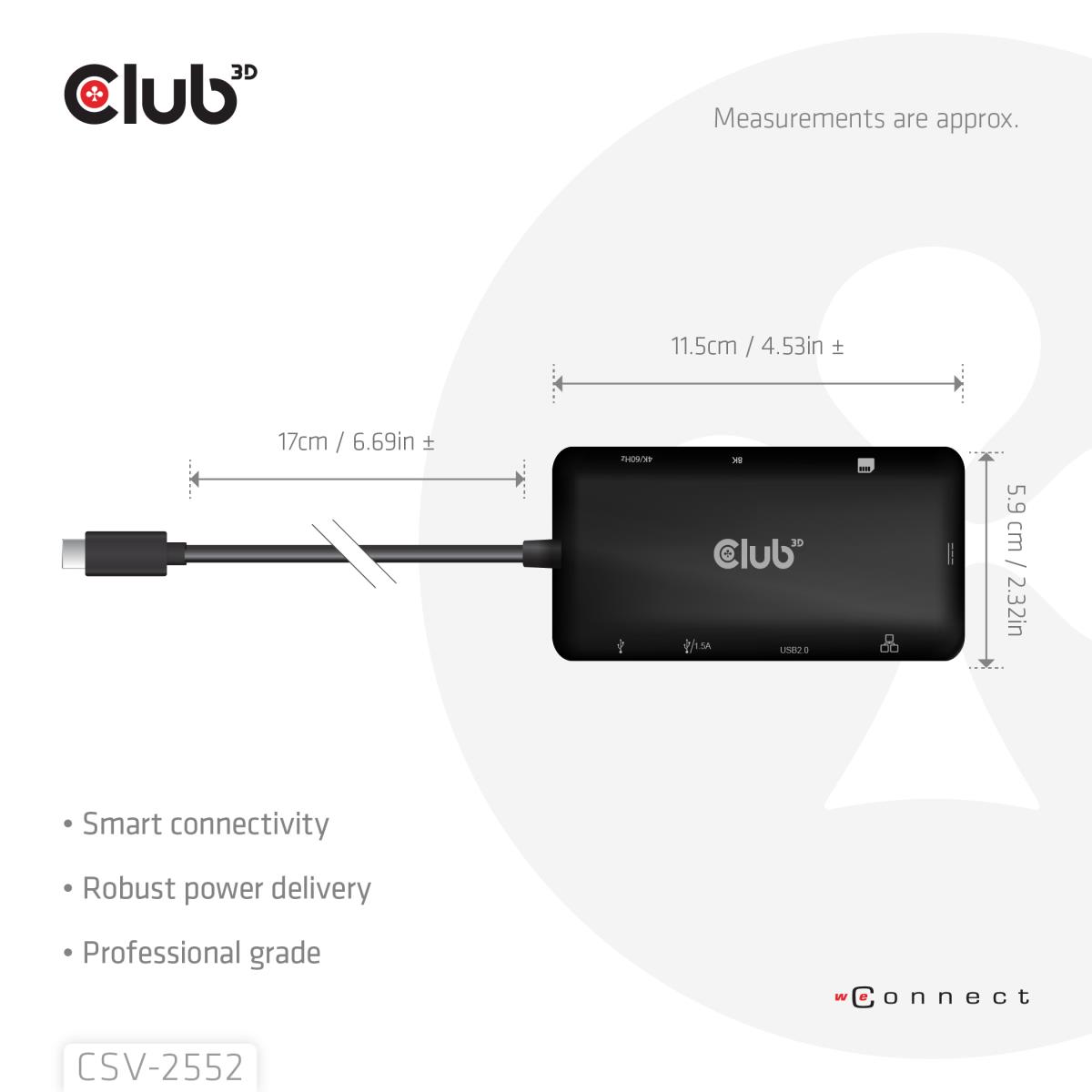EU Product - Club3D USB-C 9in1-HUB >2xHDMI/2xUSB/USB-C/LAN 4K60Hz  PD100W retail thumbnail