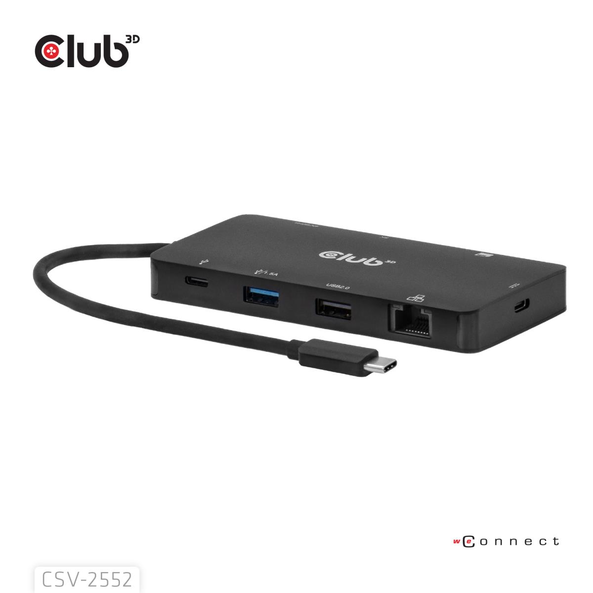EU Product - Club3D USB-C 9in1-HUB >2xHDMI/2xUSB/USB-C/LAN 4K60Hz  PD100W retail thumbnail