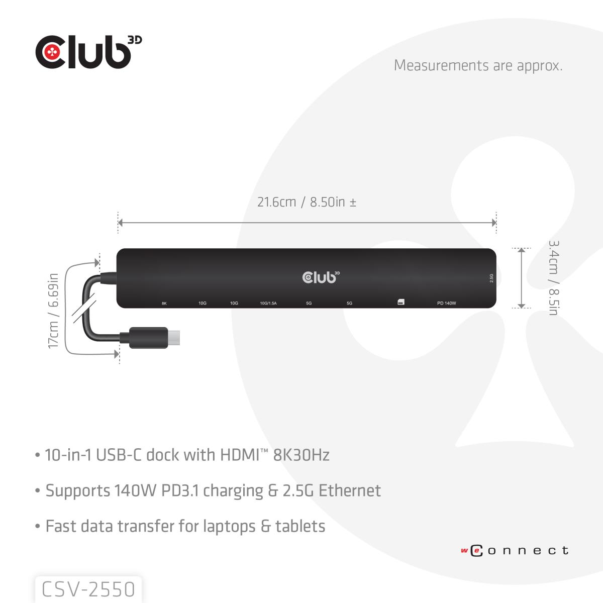 EU Product - 10-1 Portable Dock Usb Type-C 10Gbps to Hdmi 8K30H thumbnail