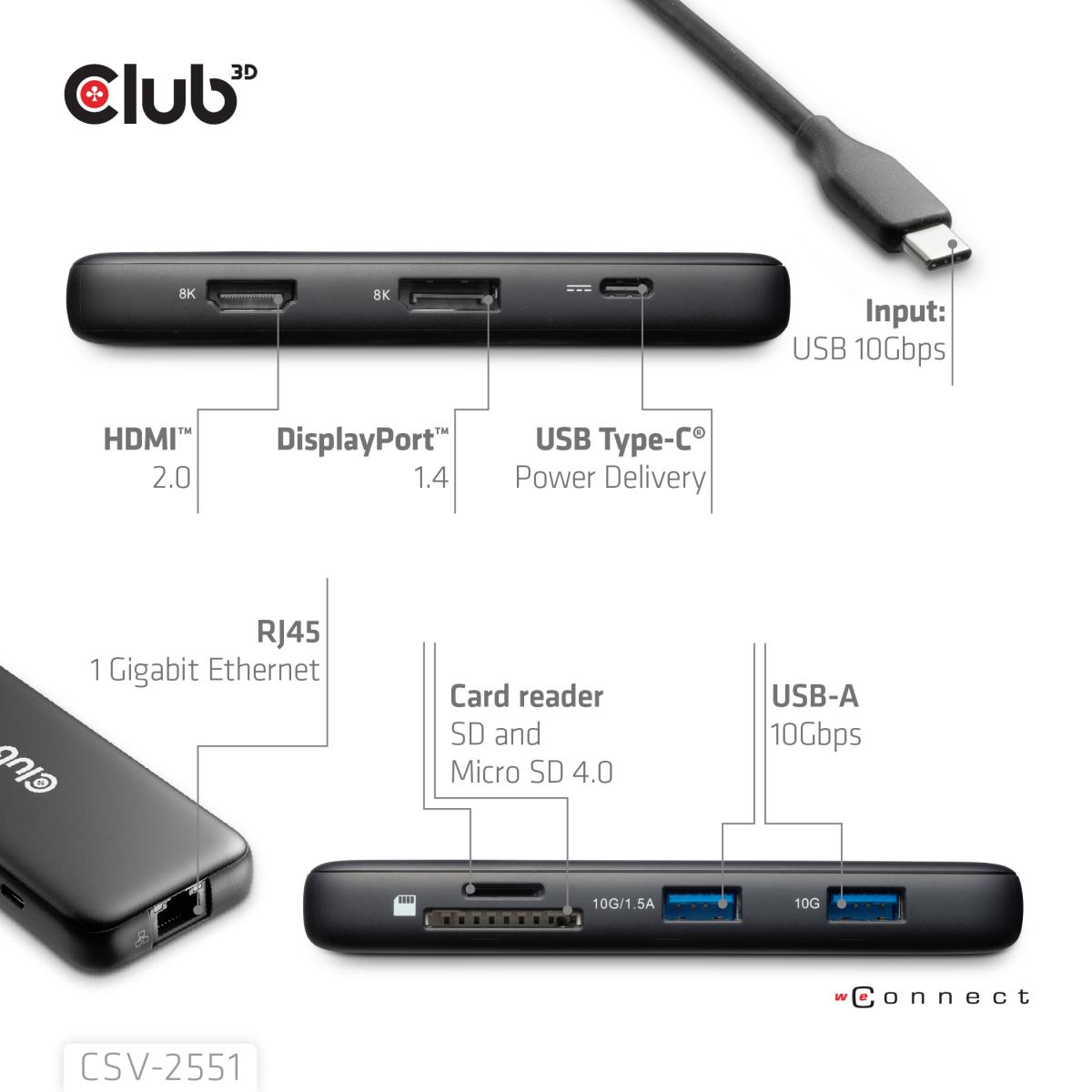 EU Product - Dockingstation - 8 in 1 Hub Usb C auf Hdmi 2.0+ DisplayPort 1.4 8K30Hz PD thumbnail