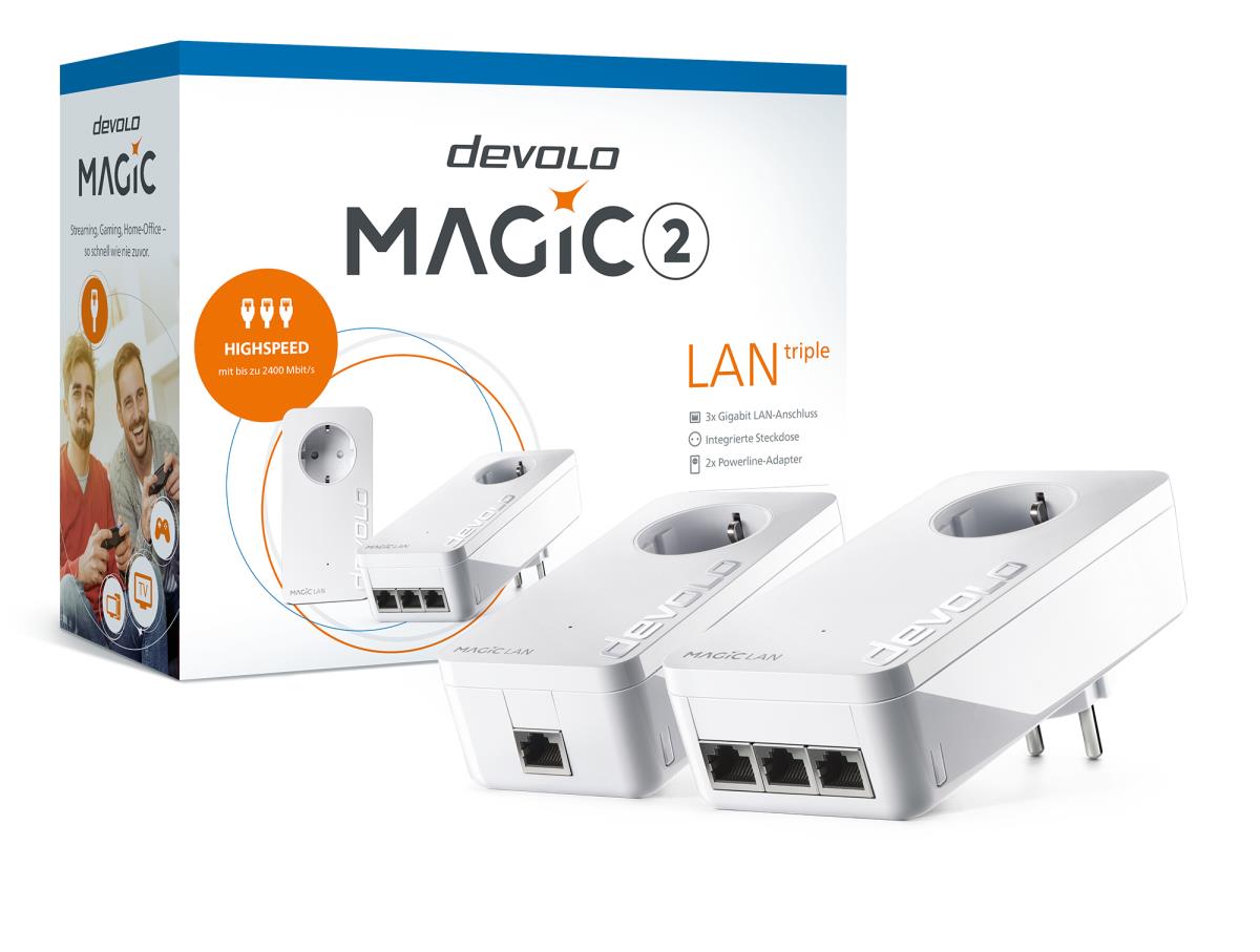 Devolo Magic 2 LAN triple Starter Kit 2400 Mbit/s Ethernet LAN White 2 pc(s) thumbnail