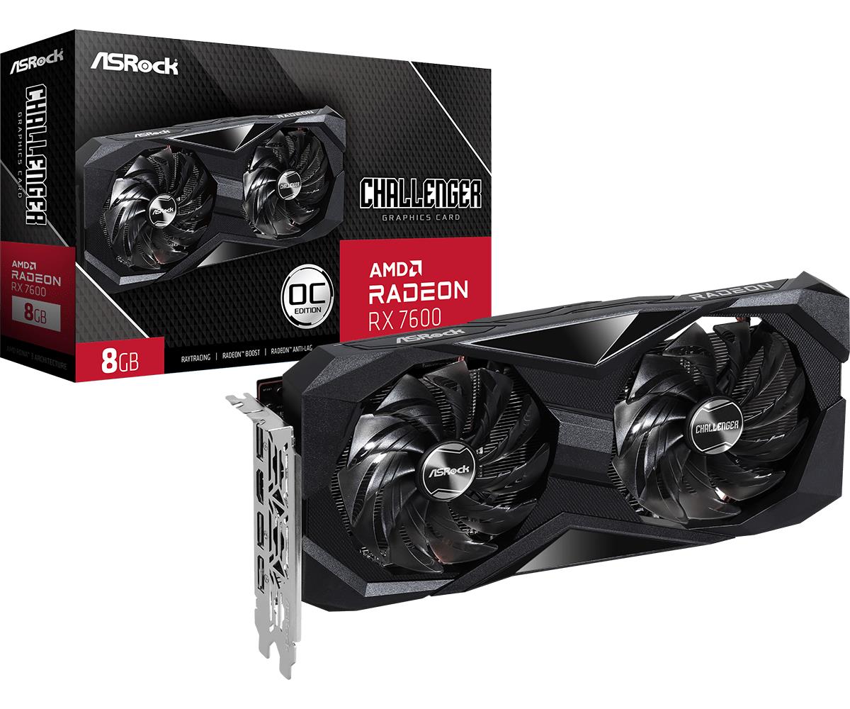 AMD Radeon RX 7600 Challenger 8GB OC Graphics Card, 8GB GDDR6, 2048 Streams, 2695 MHz Boost Clock, Dual Fan, 3x DisplayPorts / 1x HDMI Port thumbnail