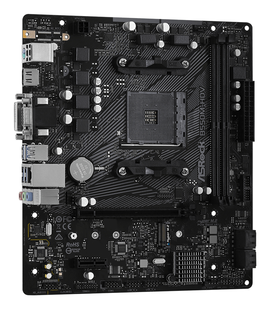 B550M-HDV AMD AM4 Socket Motherboard, Micro-ATX, 2x DDR4 Slots, 1x M.2 Socket, GbE LAN, 1x D-Sub / 1x DVI-D / 1x HDMI Port thumbnail
