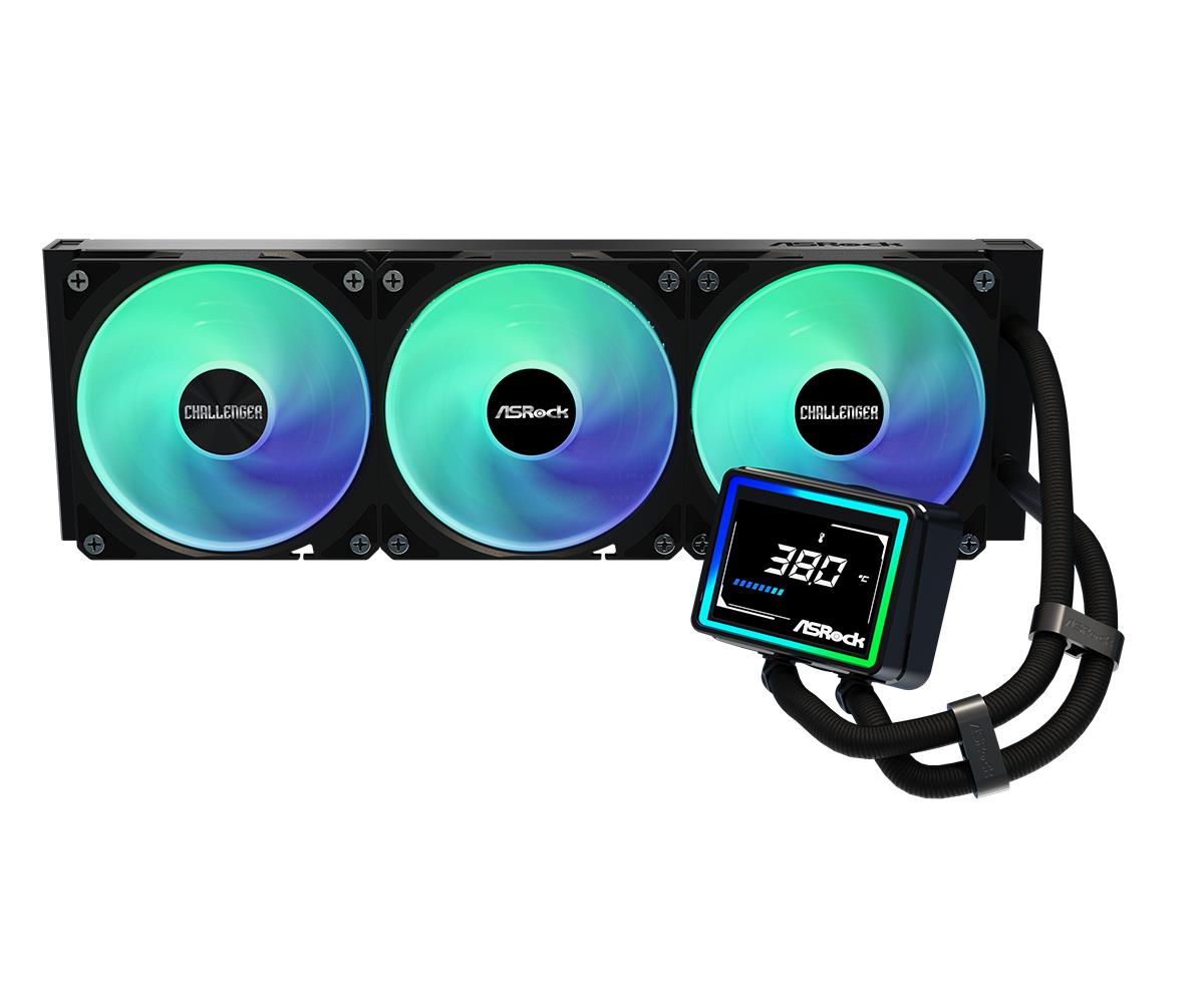 Challenger 360 Digital AIO Liquid CPU Cooler, 360mm Radiator, Triple 120mm PWM ARGB Fans, 3? Digital Display, Intel LGA1700/1851 & AMD AM5/AM4 Compatible thumbnail