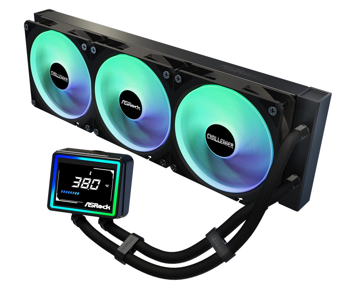 Challenger 360 Digital AIO Liquid CPU Cooler, 360mm Radiator, Triple 120mm PWM ARGB Fans, 3? Digital Display, Intel LGA1700/1851 & AMD AM5/AM4 Compatible thumbnail