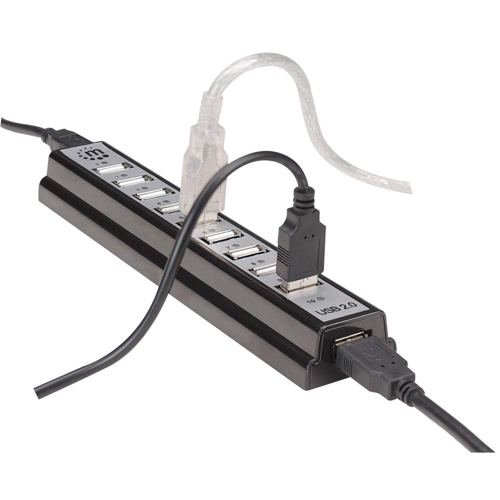 EU Product - USB-HUB 10-Port USB 2.0 Desktop Hub schwarz thumbnail