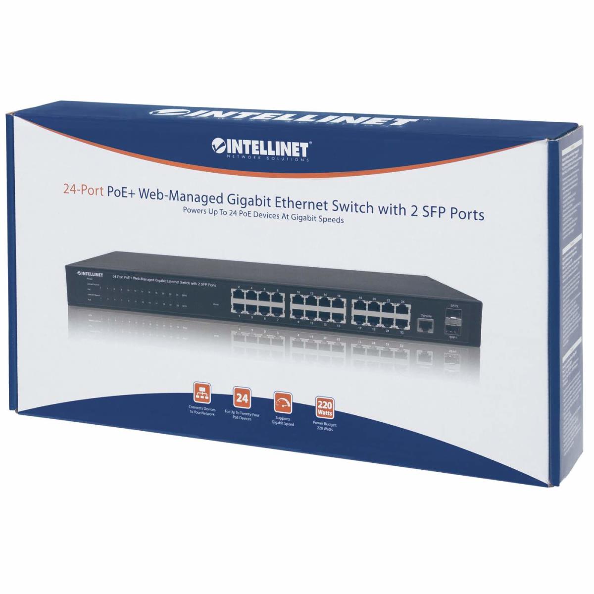 EU Product - Switch 24x GE Web-Managed SNMP 2xMini Gbic PoE+ thumbnail