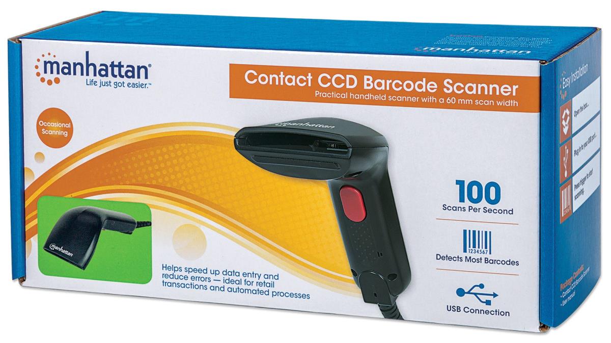 EU Product - Barcodescanner Kontakt CCD    USB   60mm  schwarz thumbnail