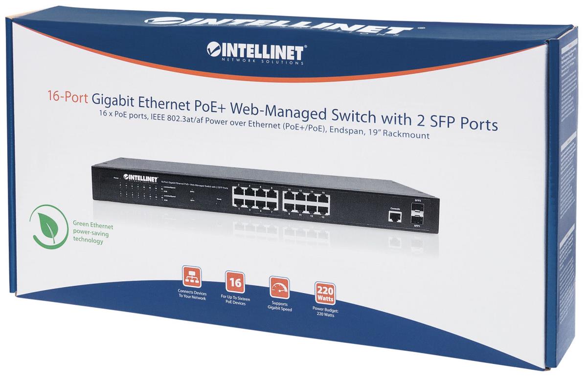 EU Product - Switch 16x GE Web-Managed 2 SFP-Ports 16x PoE+ thumbnail