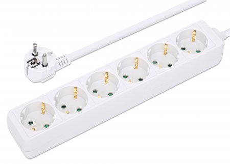 EU Product - Steckdosenleiste 6fach 2m Kabel wei� Schutzkontakt thumbnail