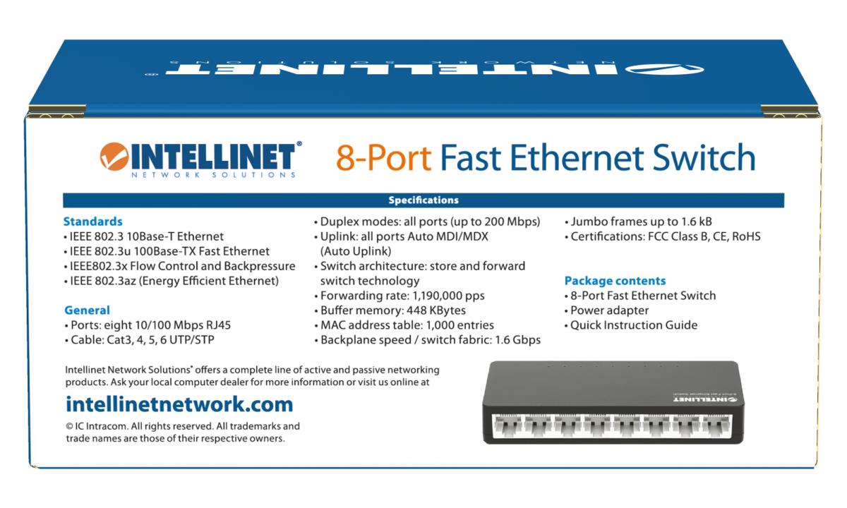 EU Product - Desktop 8-Port Fast Ethernet Switch schwarz thumbnail