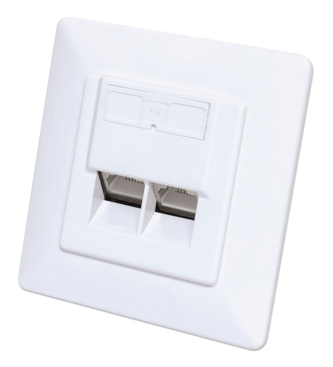 EU Product - 2-Port Cat6 10G RJ45-Unterputzdose STP wei� thumbnail