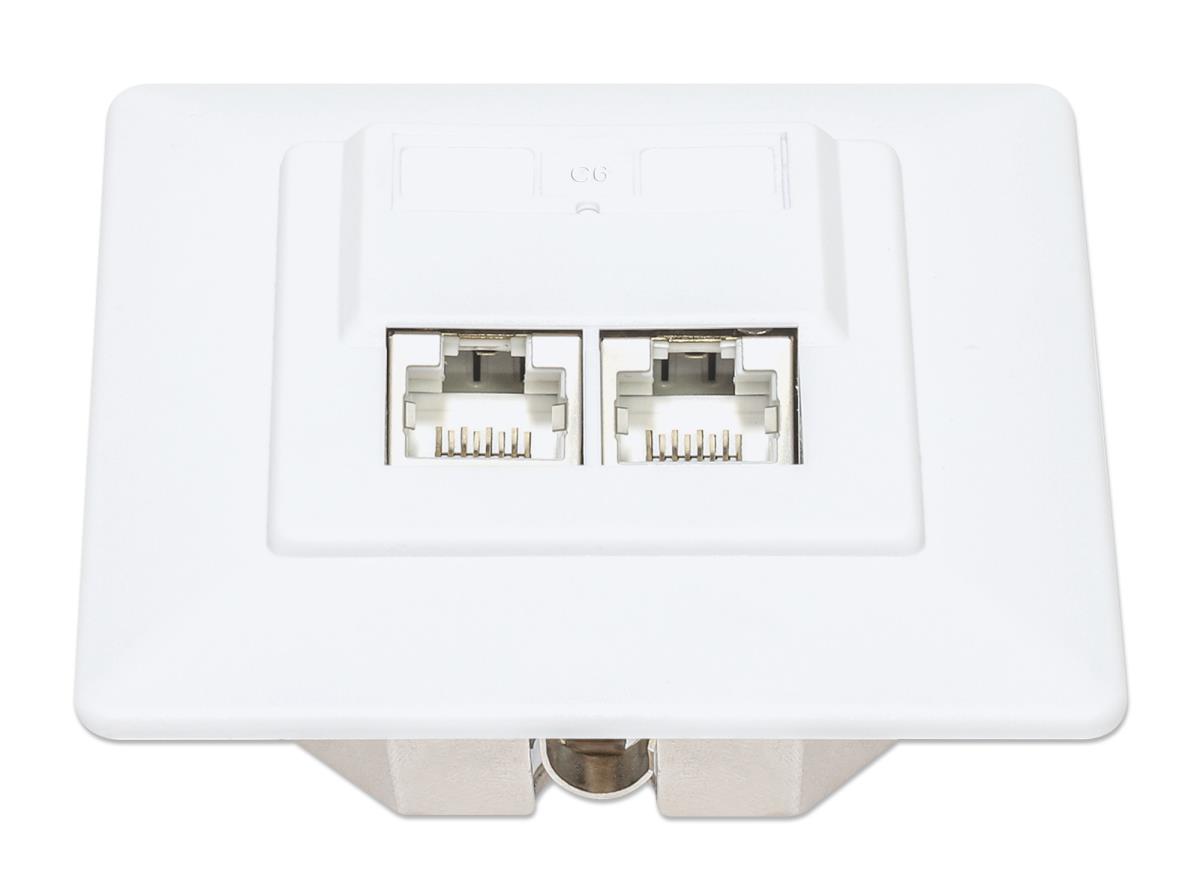 EU Product - 2-Port Cat6 10G RJ45-Unterputzdose STP wei� thumbnail