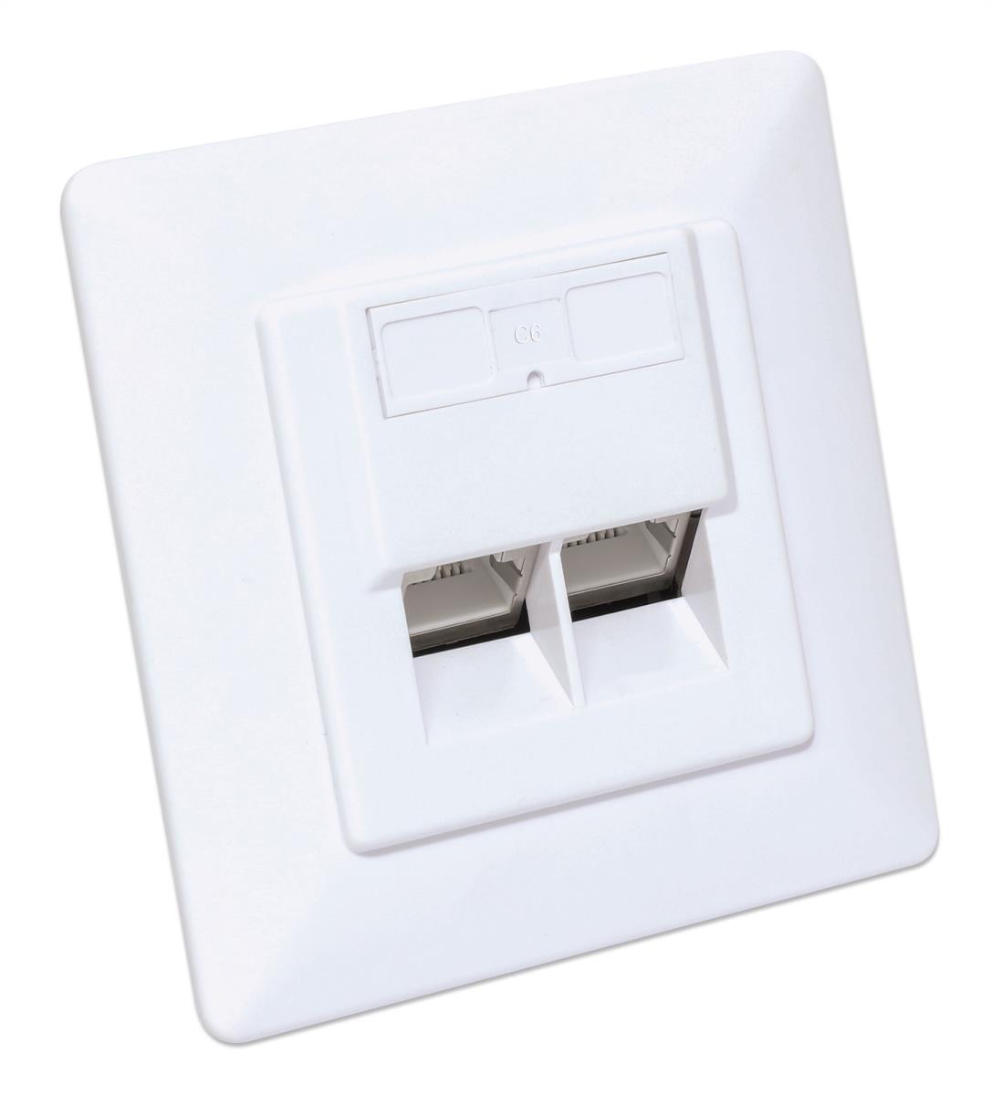 EU Product - 2-Port Cat6 10G RJ45-Unterputzdose STP wei� thumbnail