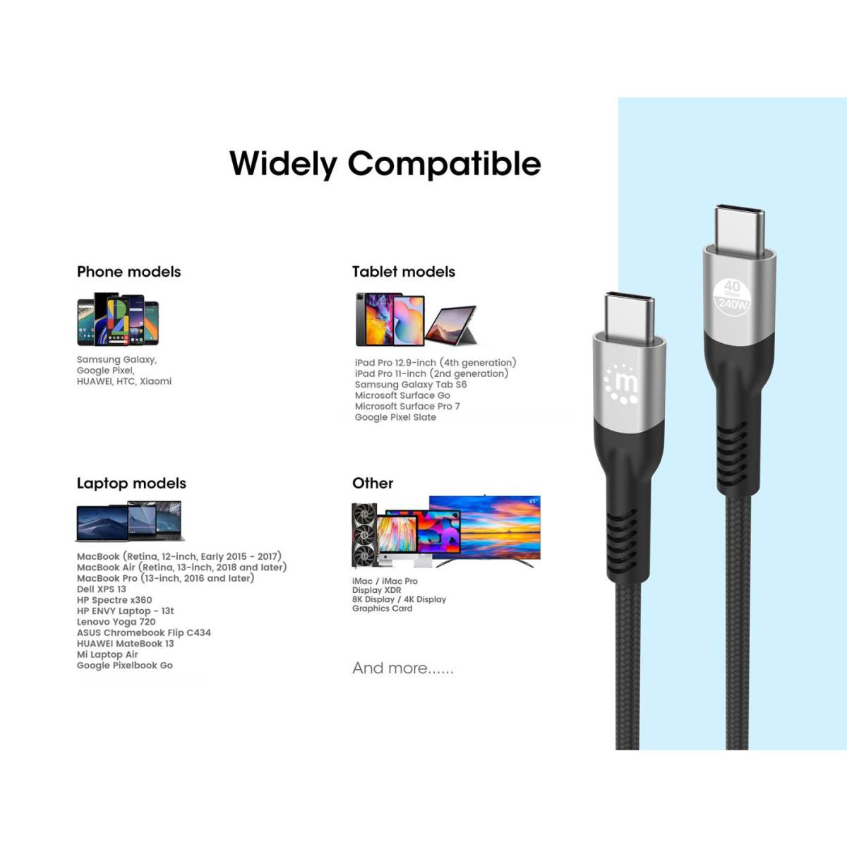 USB-C to USB-C Cable (240W USB4), 2m, M/M, 40 Gbps, 8K Video thumbnail