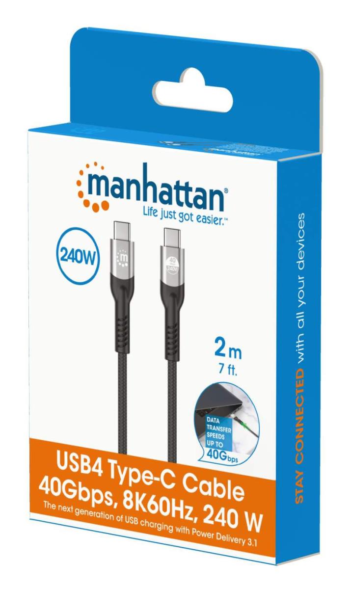 USB-C to USB-C Cable (240W USB4), 2m, M/M, 40 Gbps, 8K Video thumbnail