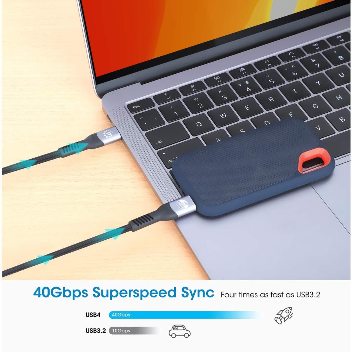 USB-C to USB-C Cable (240W USB4), 2m, M/M, 40 Gbps, 8K Video thumbnail
