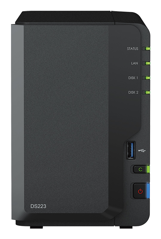 DS223 2 bay desktop NAS; Realtek RTD1619B quad-core;  2GB non-ECC DDR4; 1 x 1GbE RJ-45 and 3 x USB 3.2 Gen 1 ports. thumbnail