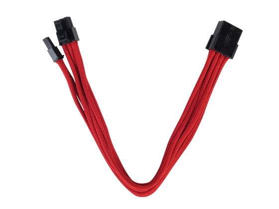 8Pin to PCI-E 6+2Pin Red Sleeved Cable 25cm thumbnail