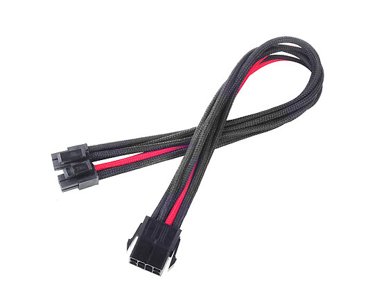 EPS 8PinEPS/ATX 4+4Pin BLK/RD Sleeved Cable 30cm thumbnail