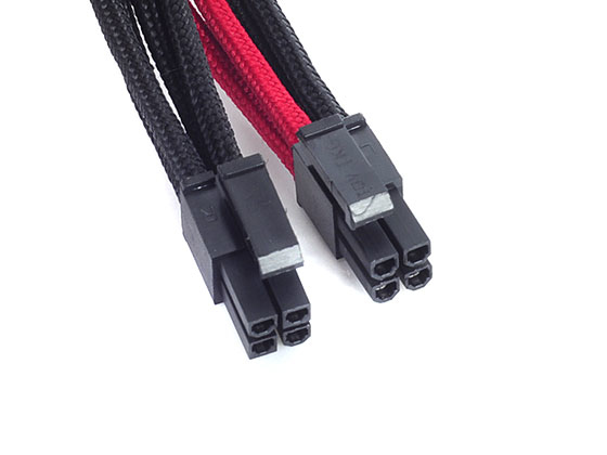 EPS 8PinEPS/ATX 4+4Pin BLK/RD Sleeved Cable 30cm thumbnail