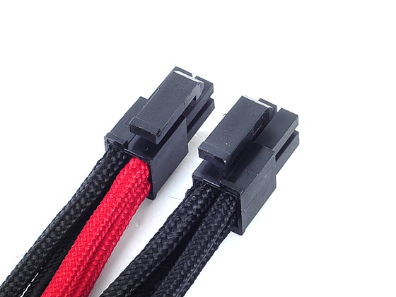 EPS 8PinEPS/ATX 4+4Pin BLK/RD Sleeved Cable 30cm thumbnail