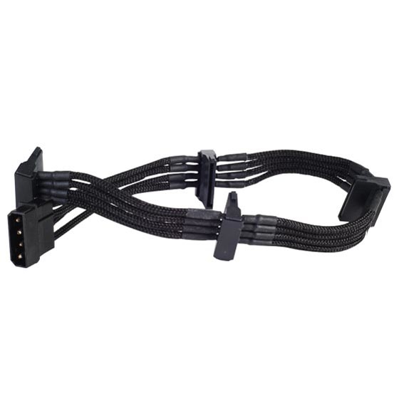 Molex to 4 x SATA Black Sleeved Cable 30cm thumbnail