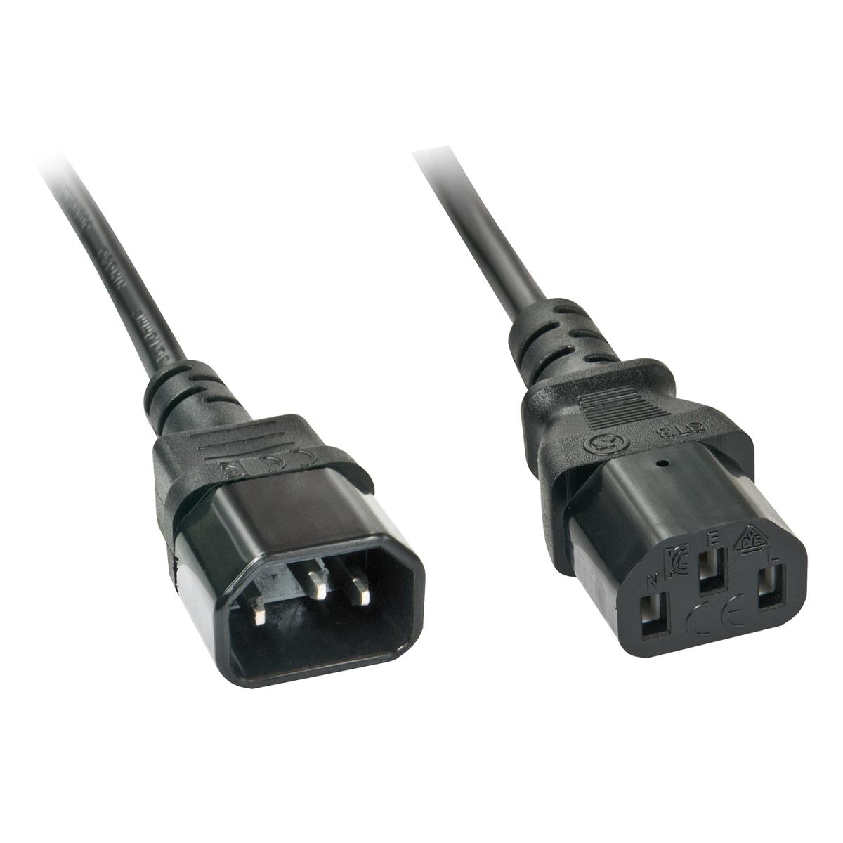 30331 2m IEC C14 (Kettle) To IEC C13 (Kettle) Mains Extension Cable - Black, Perfect for use in Offices, Control Rooms, Digital Signage and Home Theatre Setups thumbnail
