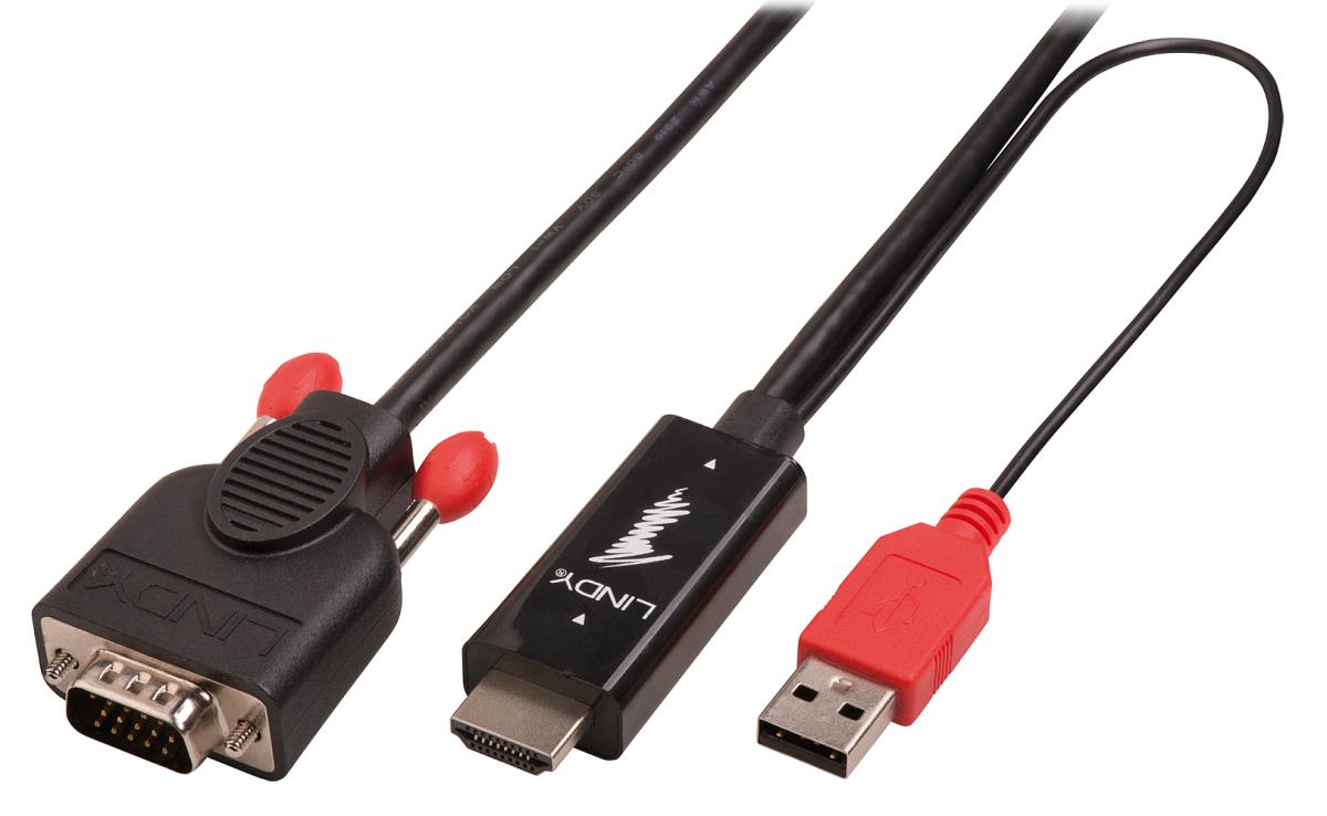 EU Product - HDMI an VGA Kabel mit USB Typ A f�r Strom 1080p 3m thumbnail
