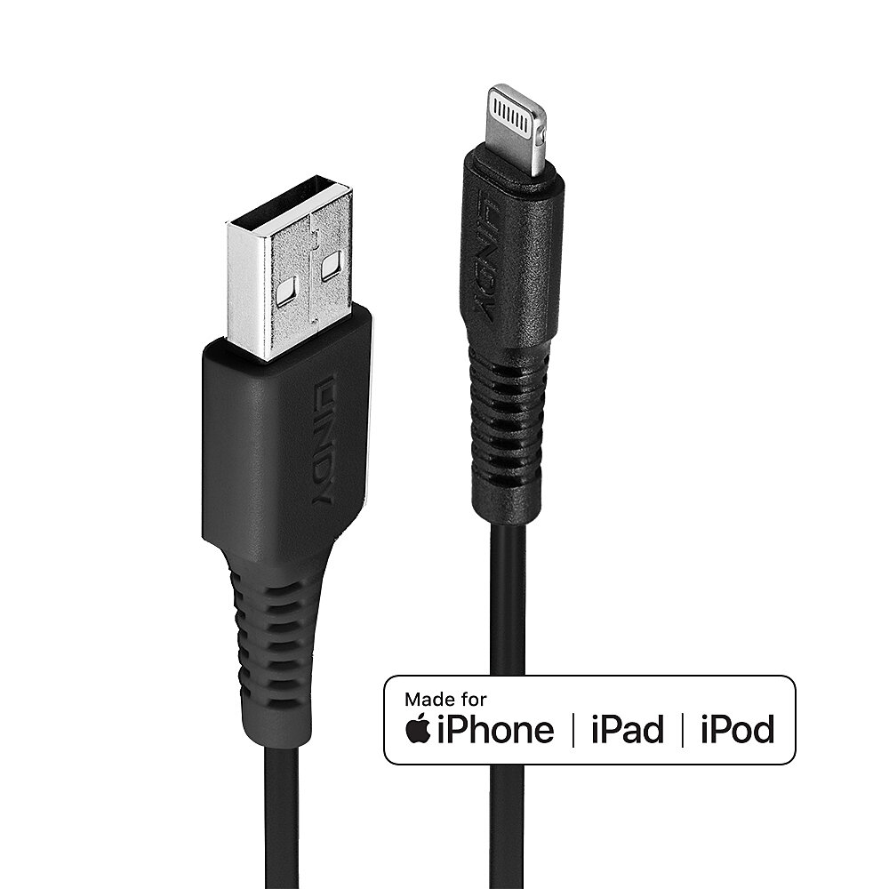 EU Product - USB an Lightning Kabel schwarz 1m thumbnail