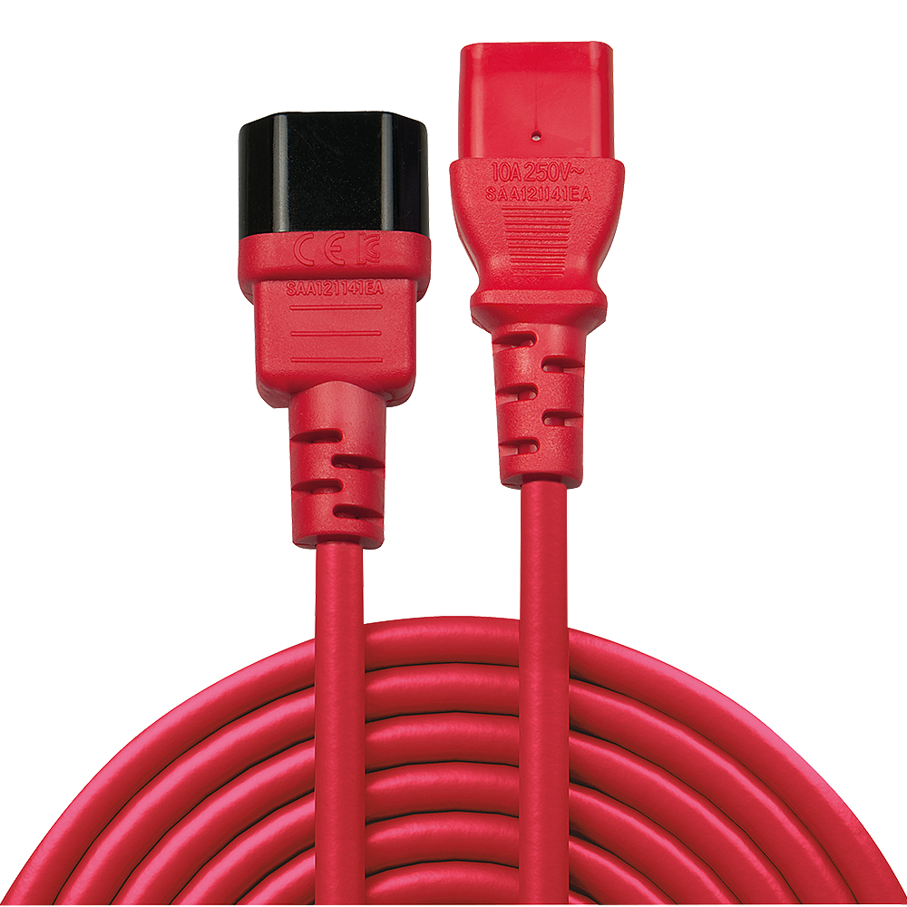 1M C14 To C13 Extension  Cable, Red thumbnail