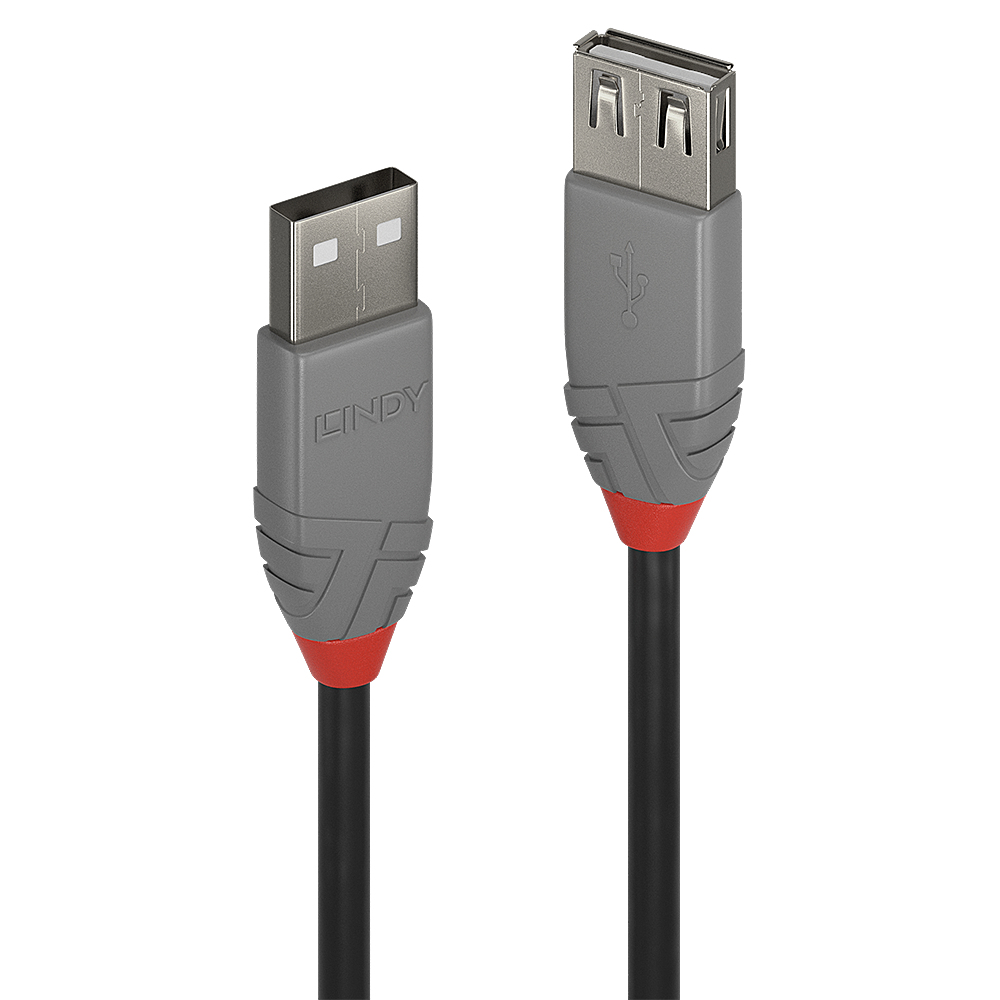 36701 0.5m USB-A (M) 2.0 To USB-A (F) 2.0 Anthra Line 480Mbps Extension Cable - Black thumbnail