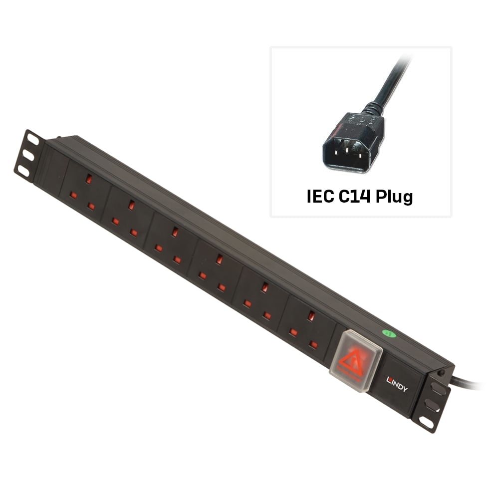 1U 6 WAY UK PDU 1XIEC TO 6X3 PIN thumbnail