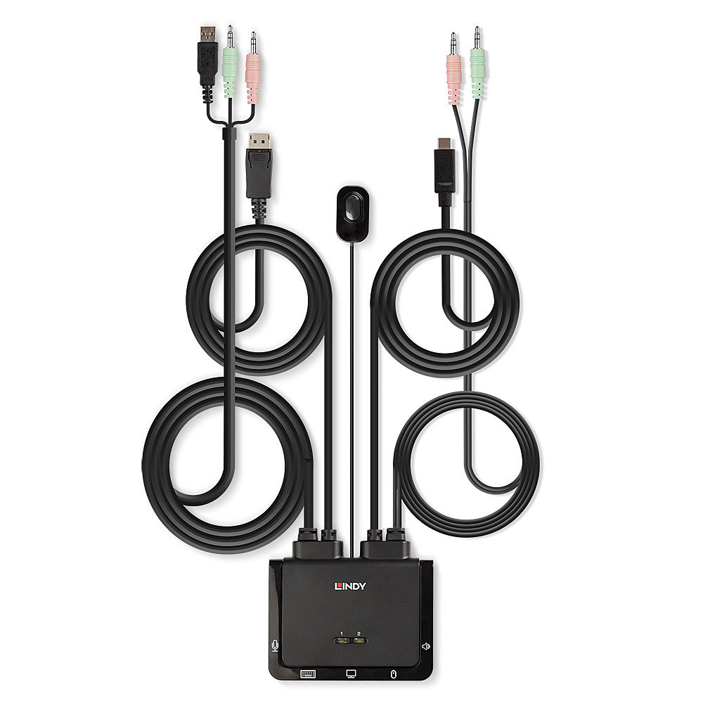 EU Product - 2 Port DisplayPort 1.2, USB-C Cable KVM Switch thumbnail