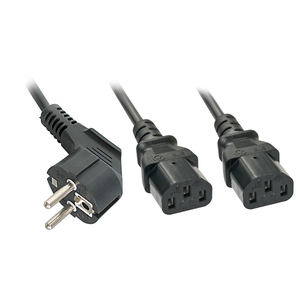 EU Product - IEC-Y-Netzkabel Schuko auf 2x C13 2m thumbnail