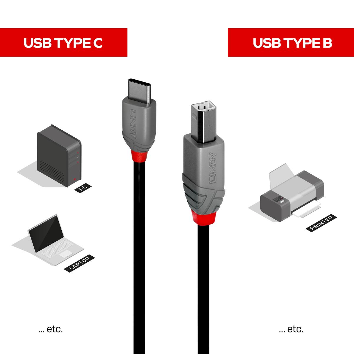 2M USB 2.0 TYPE C TO B CABLE thumbnail