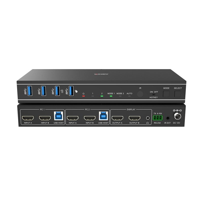 EU Product - 2 Port Dual Head HDMI 4K60,USB3.0 KVM Switch thumbnail