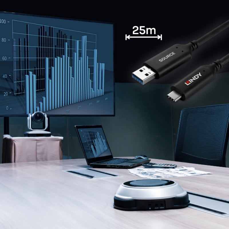 EU Product - 25m USB 3.2 Gen 1 Typ A an C Hybridkabel thumbnail