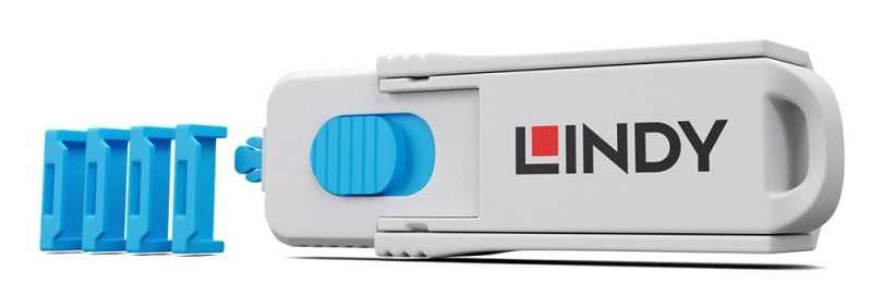 EU Product - HDMI Port Schloss blau 4 St�ck + 1 Schl�ssel thumbnail