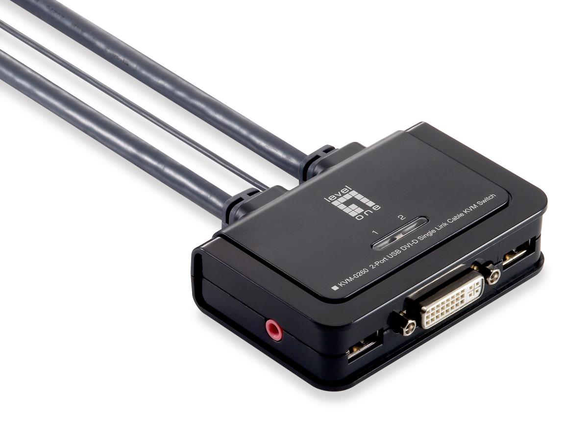 EU Product - LevelOne KVM Switch  2-Port DVI-D Single audio support    sw thumbnail
