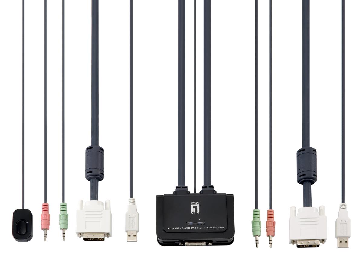 EU Product - LevelOne KVM Switch  2-Port DVI-D Single audio support    sw thumbnail