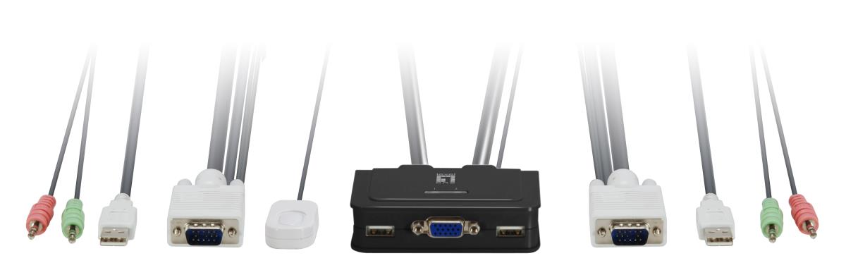 EU Product - LevelOne KVM Switch  2-Port USB VGA Kabel audio support   sw thumbnail